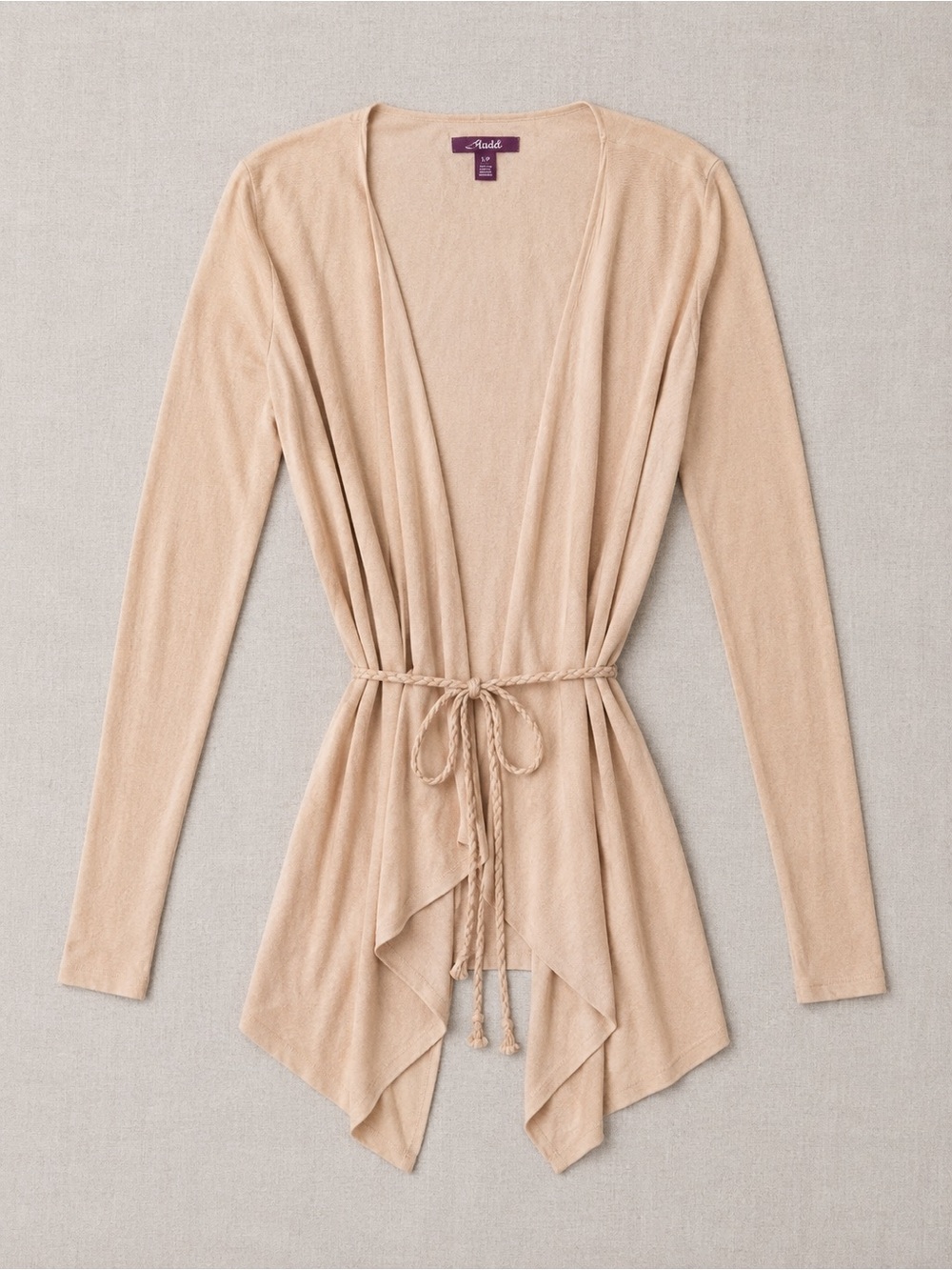 Auden Women's Open Front Tie-Waist Cardigan in Light Beige